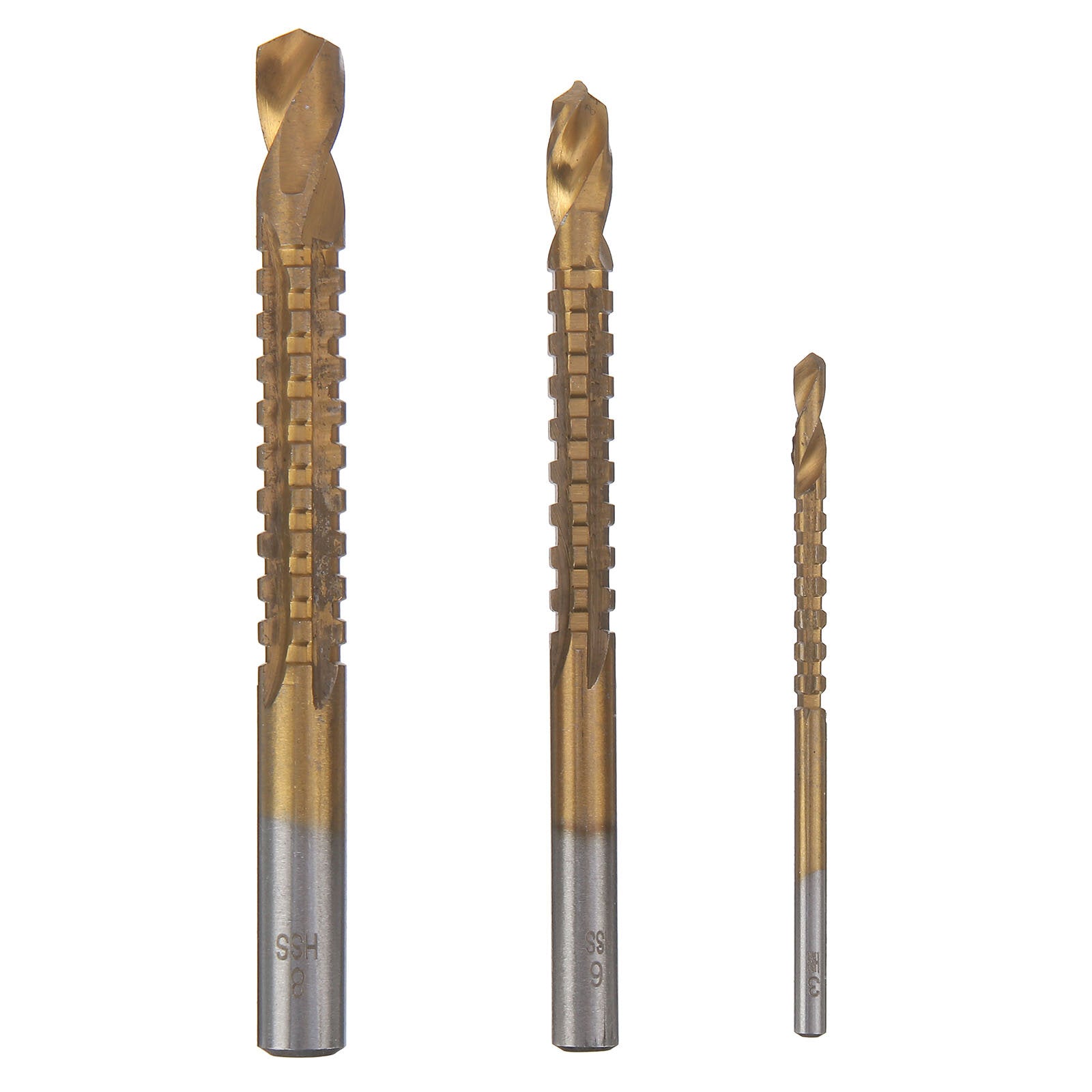 6 stuks hss stap boor sets rechte titanium coated kegel gatensnijder automatische center punch spiraal twist saw boor bi