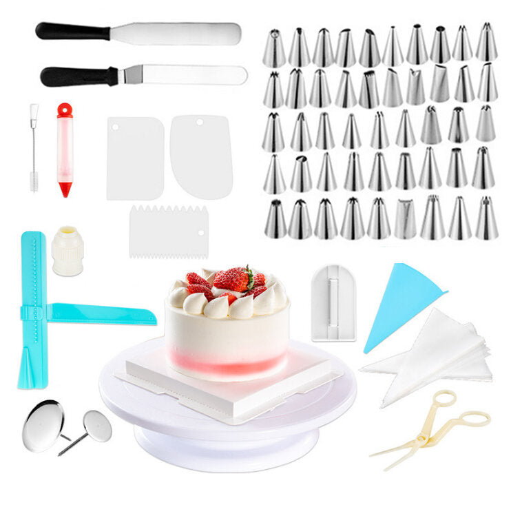 164 stuks dhz cake decor kit tools bakbenodigdheden draaitafelsets spatelstandaardsets