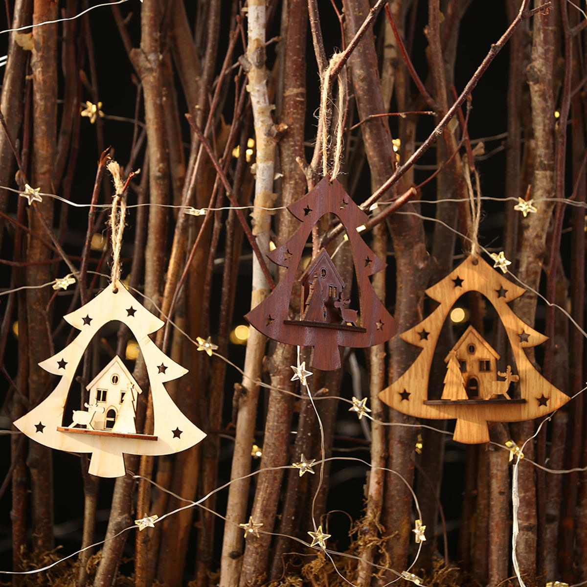 kerstboom ambachten houten ornamenten decor thuis feestdecoratie geschenken
