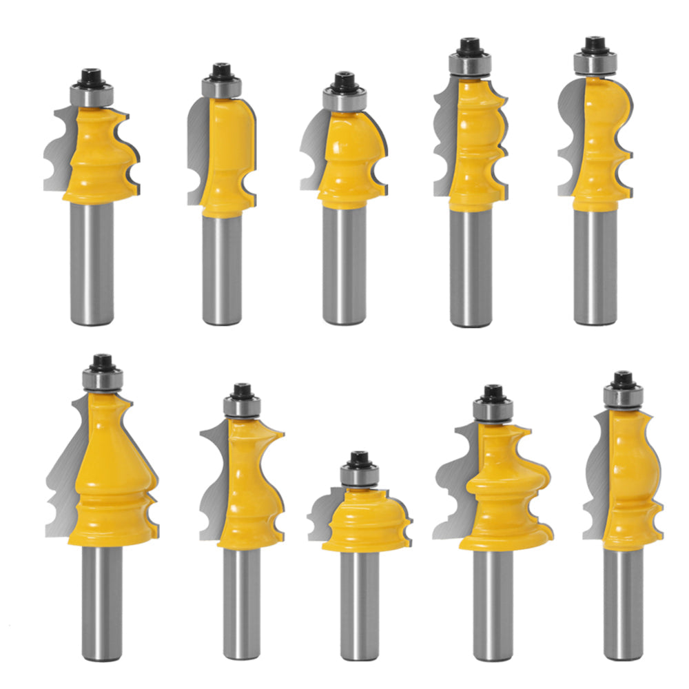 10 stuks 12mm schacht architectonische moulding leuning frezen set behuizing base cnc lijn houtbewerking snijders gezicht mill