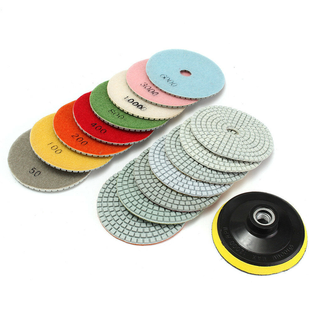 16 stuks 4 inch 50 tot 10000 grit diamond polijstpad voor graniet steen beton marmer