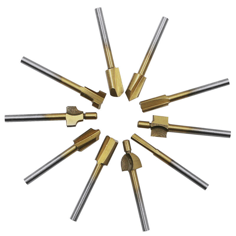 10 stuks hss houtbewerking trimmen mes titanium-plated slijpmes micro frees houtsnijder