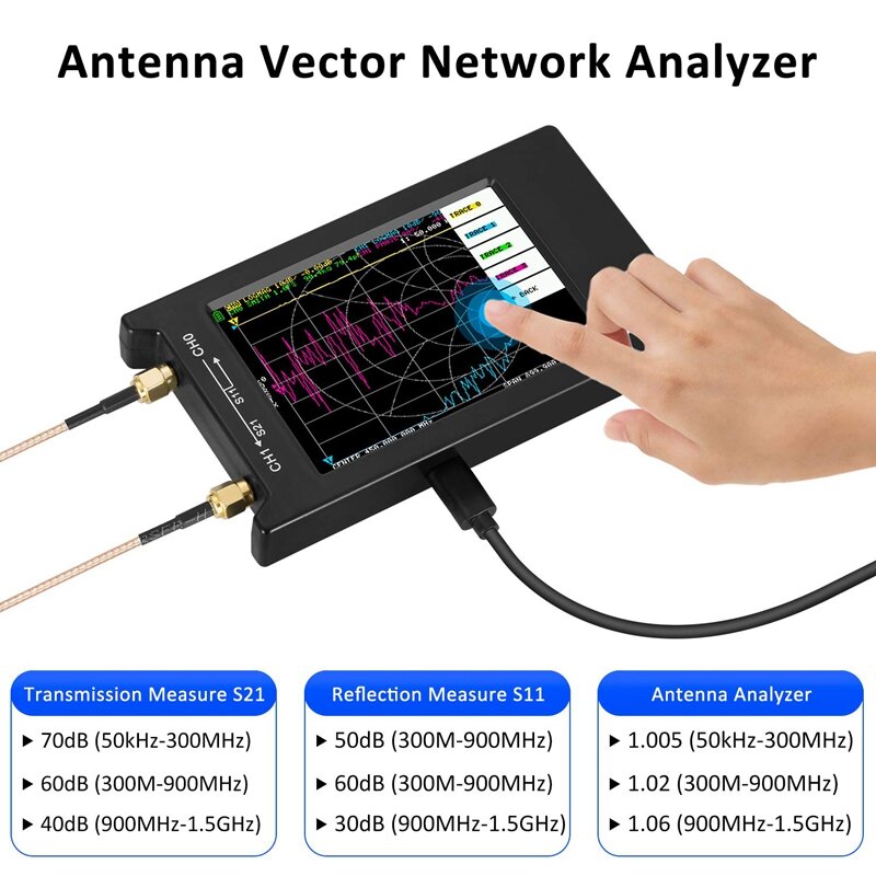 nanovna-h4 4 lcd 50khz~1.5ghz vna hf vhf uhf uv vector netwerkanalysator