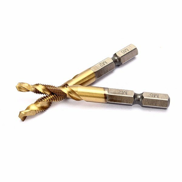 6st hss 6542 m3-m10 combinatieboor titanium gecoat tap bit set 1/4 inch hexagon metrisch ontbraam verzinkboor schroefdraad metrische tap