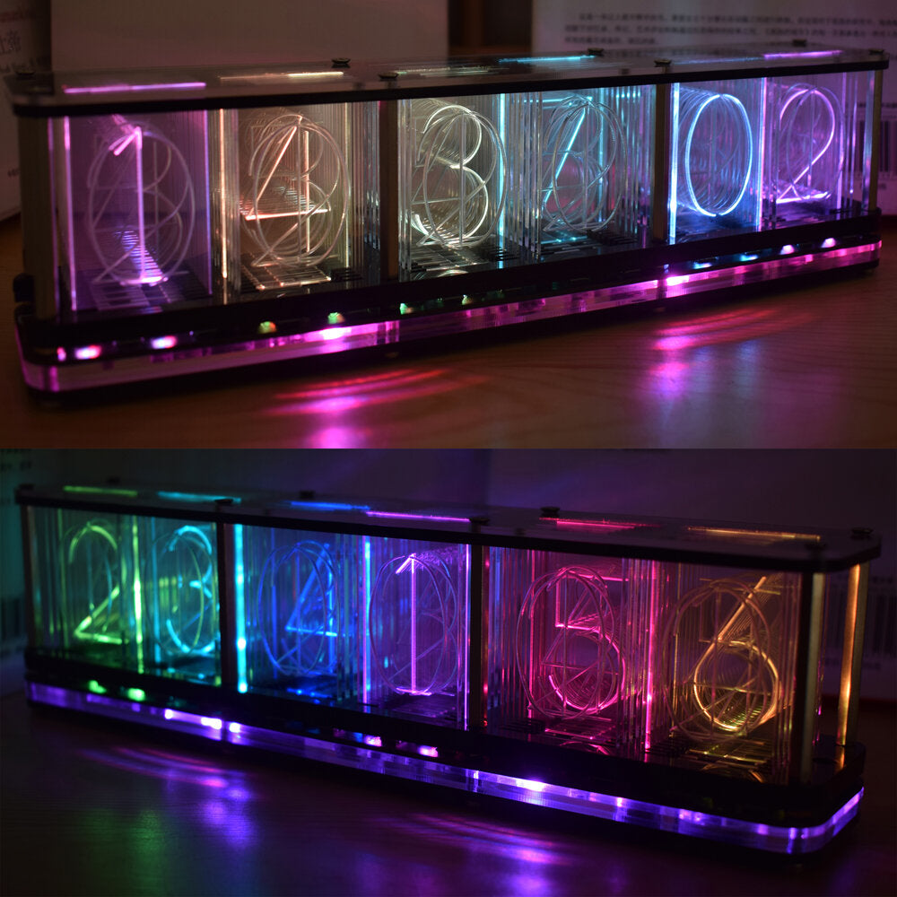 dhz imiteer glow clock kit full color rgb glow tube clock led music spectrum kit