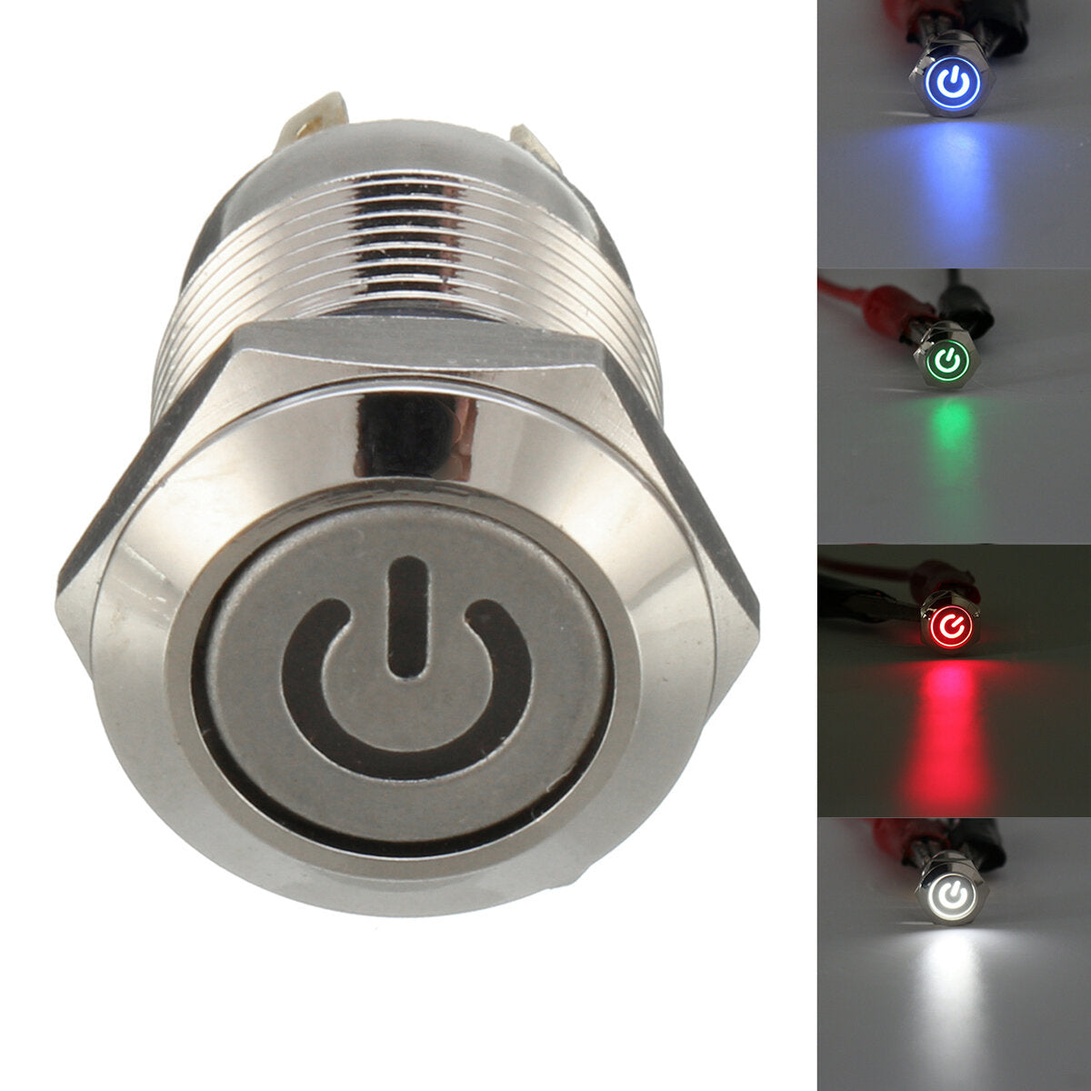 excellway  12v 4-pins led metalen drukknopschakelaar momentary power switch waterdicht