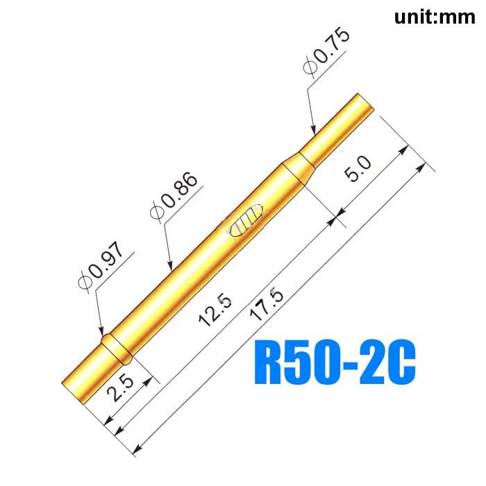 100 stuks / partij r50-2c lengte 17.5mm spring test probe contactdoos