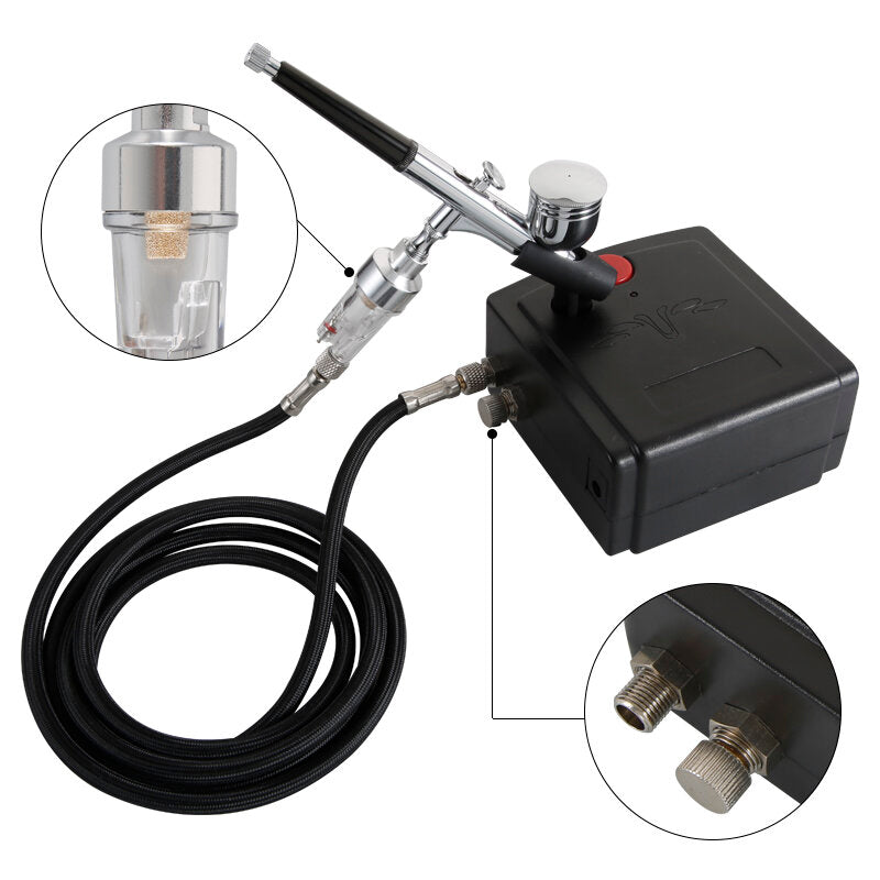 agile tc-100 mini luchtpomp airbrush set met compressor 0.3mm sproeier airbrush kit voor nagel airbrush voor model / cake / auto schilderen