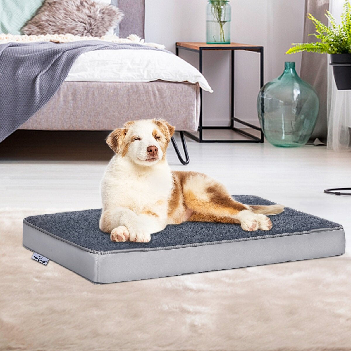 orthopedische hondenmat m 74 * 46 * 7.5 cm. afneembare hondenmand. wasbare antislip honden- en kattenmand. orthopedische hondenmat. grijze met schuim gevulde hondenspeelgoedmat