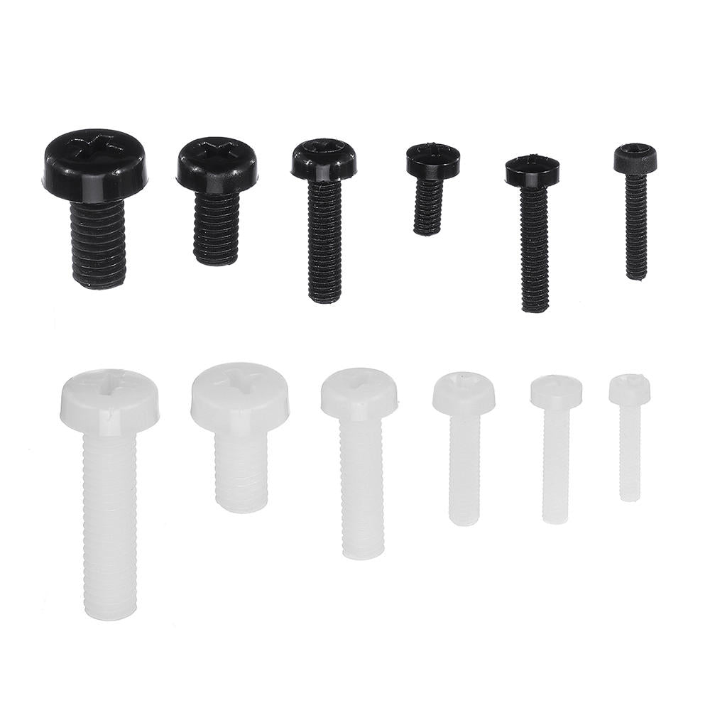 mxnp2 270 stuks wit / zwart m2-m5 plastic nylon kruiskopschroef ronde kop zeskantmoer assortiment kits