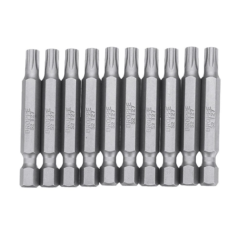 10 stuks magnetische torx schroevendraaier bits t5/t6/t7/t8/t9/t10/t15/t20/t25/t27/t30/t40 1/4 inch hex schacht schroevendraaier set voor bosch