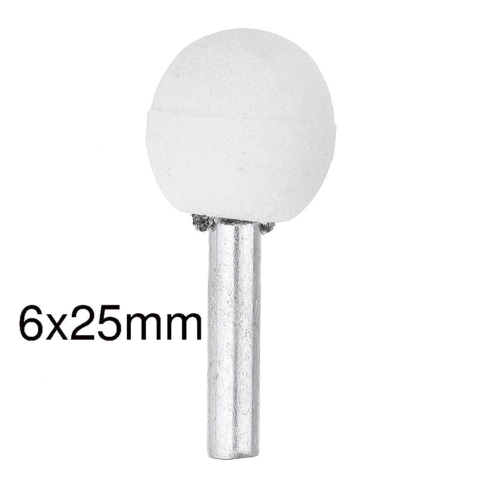 10 stuks 3x12/6x22/6x25mm schurende gemonteerde slijpsteen sferische kop wiel schuurmiddelen voor rotary tool