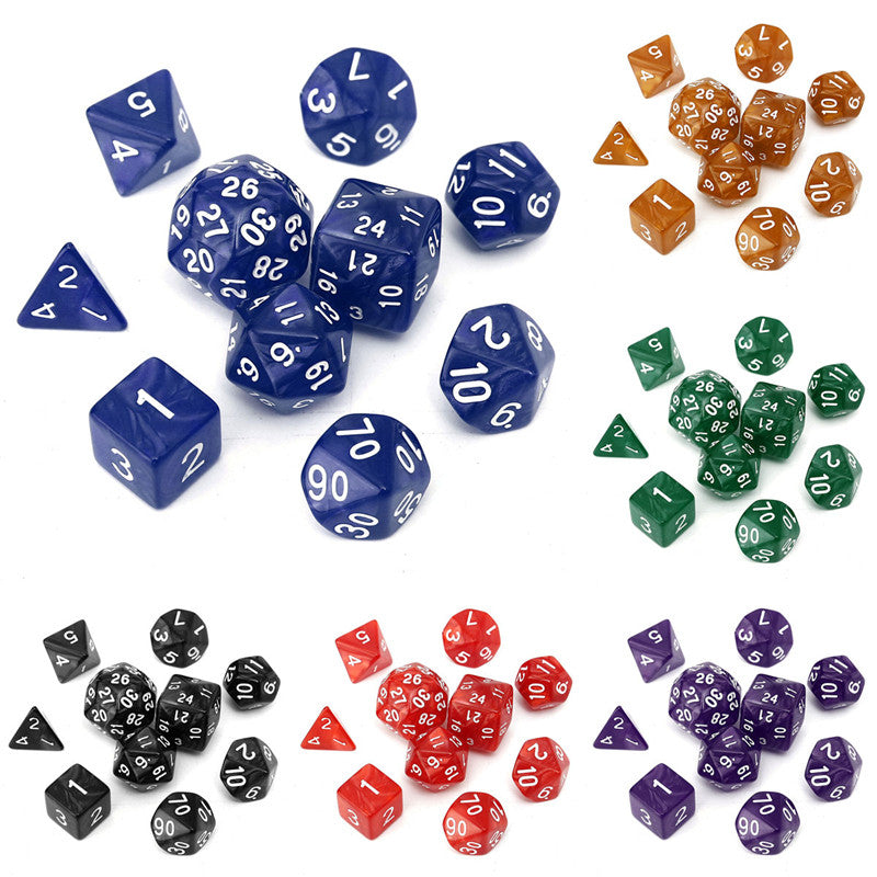 10pc/set trpg games gaming dices d4-d30 multi-sided dices 6color