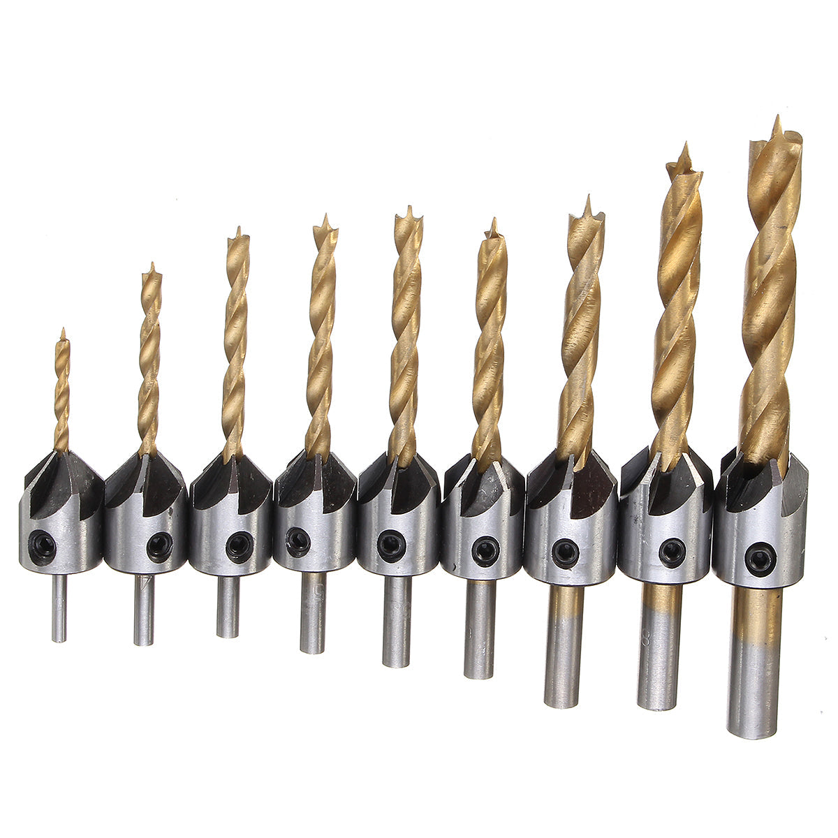 3-10mm hss 5 fluit verzinkboor set timmerwerk ruimer houtbewerking afschuining boor