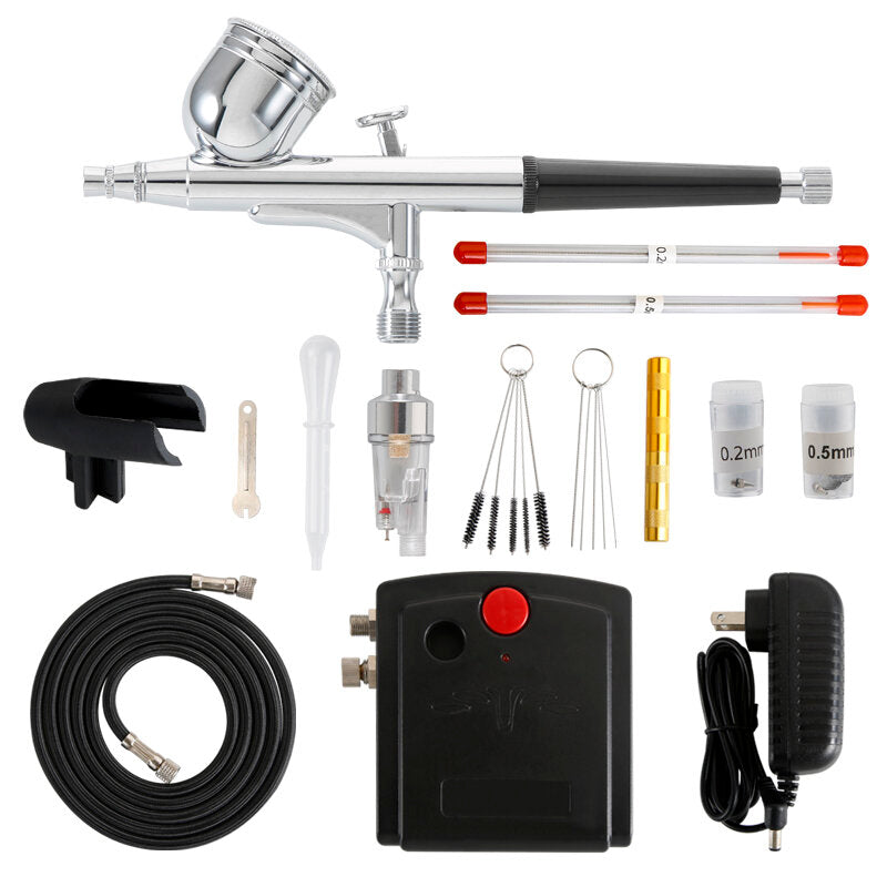 agile tc-100 mini luchtpomp airbrush set met compressor 0.3mm sproeier airbrush kit voor nagel airbrush voor model / cake / auto schilderen