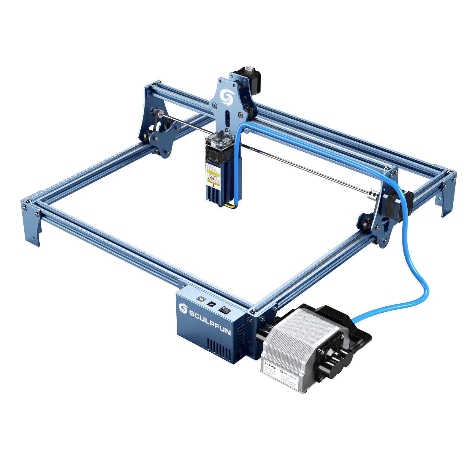 sculpfun s9 air assist-mondstukset met eu-versie 220v 30l/min luchtpomp. volledig metalen structuurmondstuk voor s9 lasers