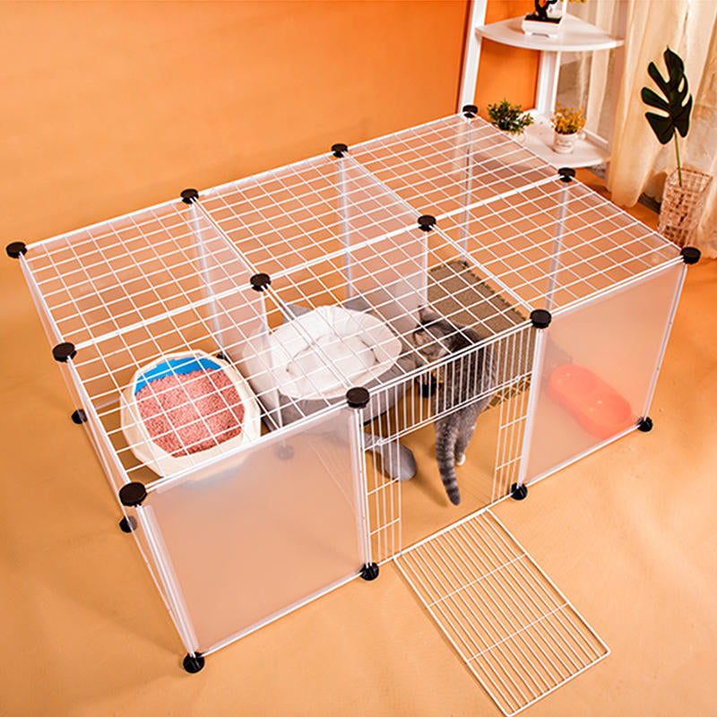 dhz grote kat villa thuis huisdier bed huisdier kooi witte draad hek hondenkennel anti-skip kat hek plastic thuis houten hammer