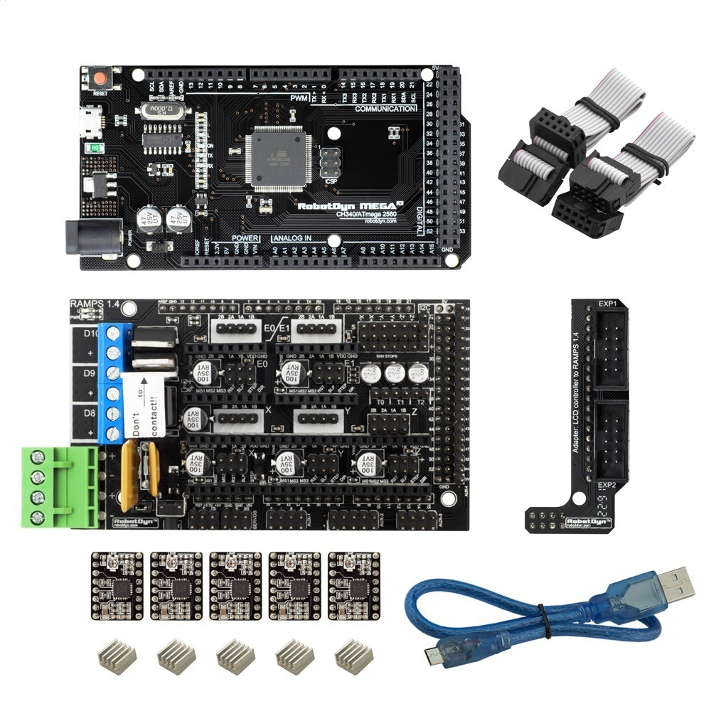 basis op microcontroller mega 2560 control board ramps 1.4 board drv8825 motordriver met kabelset voor reprap 3d-printer