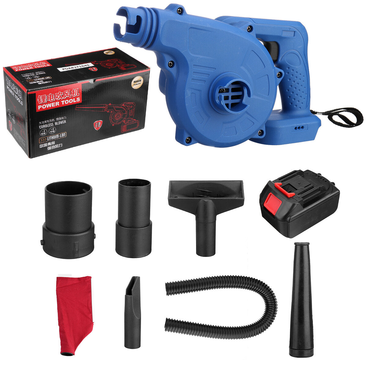 2-in-1 elektrische luchtblazer kit cleaner draadloze ventilator stof blazen computer stofafscheider aangepast aan makiita batterij
