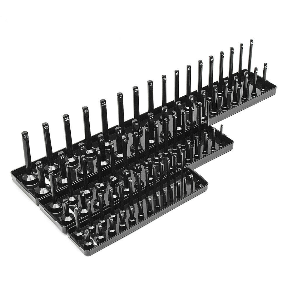 3 stuks 1/4 3/8 1/2 inch sae metrische socket houder lade socket organizer: