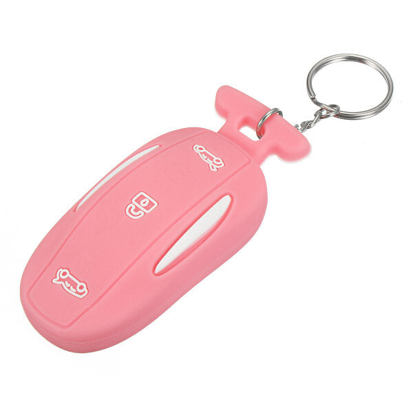 3 button silicone smart remote key cover fob case sleutelhouder met sleutelhanger voor tesla model x
