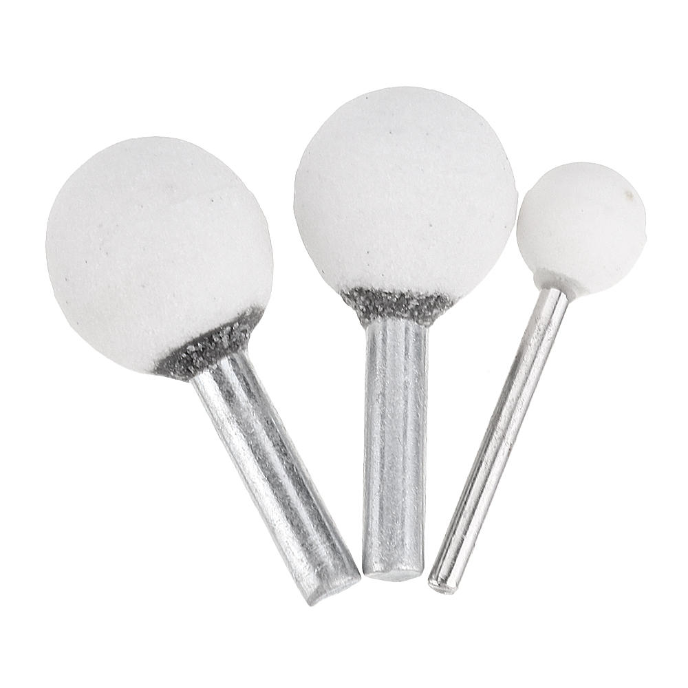 10 stuks 3x12/6x22/6x25mm schurende gemonteerde slijpsteen sferische kop wiel schuurmiddelen voor rotary tool