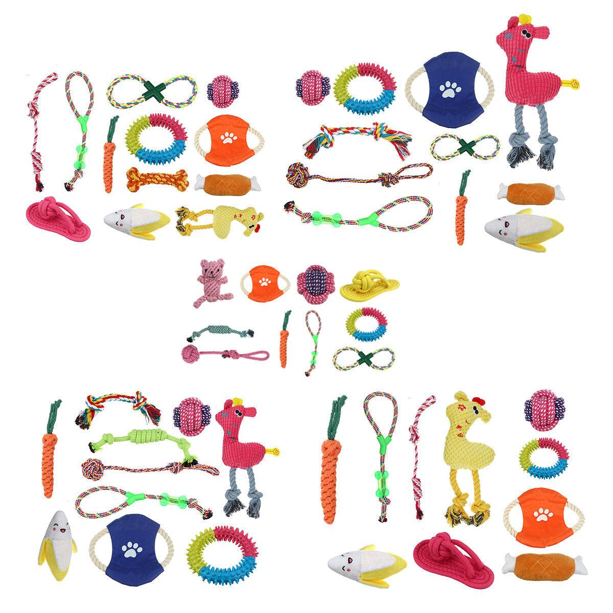 12x diverse honden puppy huisdier speelgoed touwen kauwbal knoop training speelbundel katoen