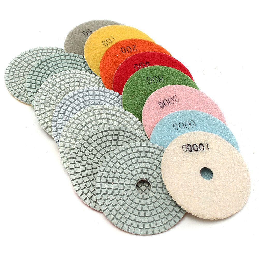16 stuks 4 inch 50 tot 10000 grit diamond polijstpad voor graniet steen beton marmer