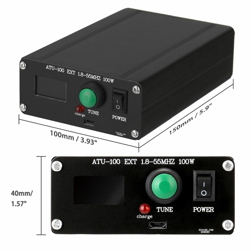 atu-100 1.8-55mhz 100w metalen accessoires gemonteerde mini automatische antenne tuner kortegolf met case tool