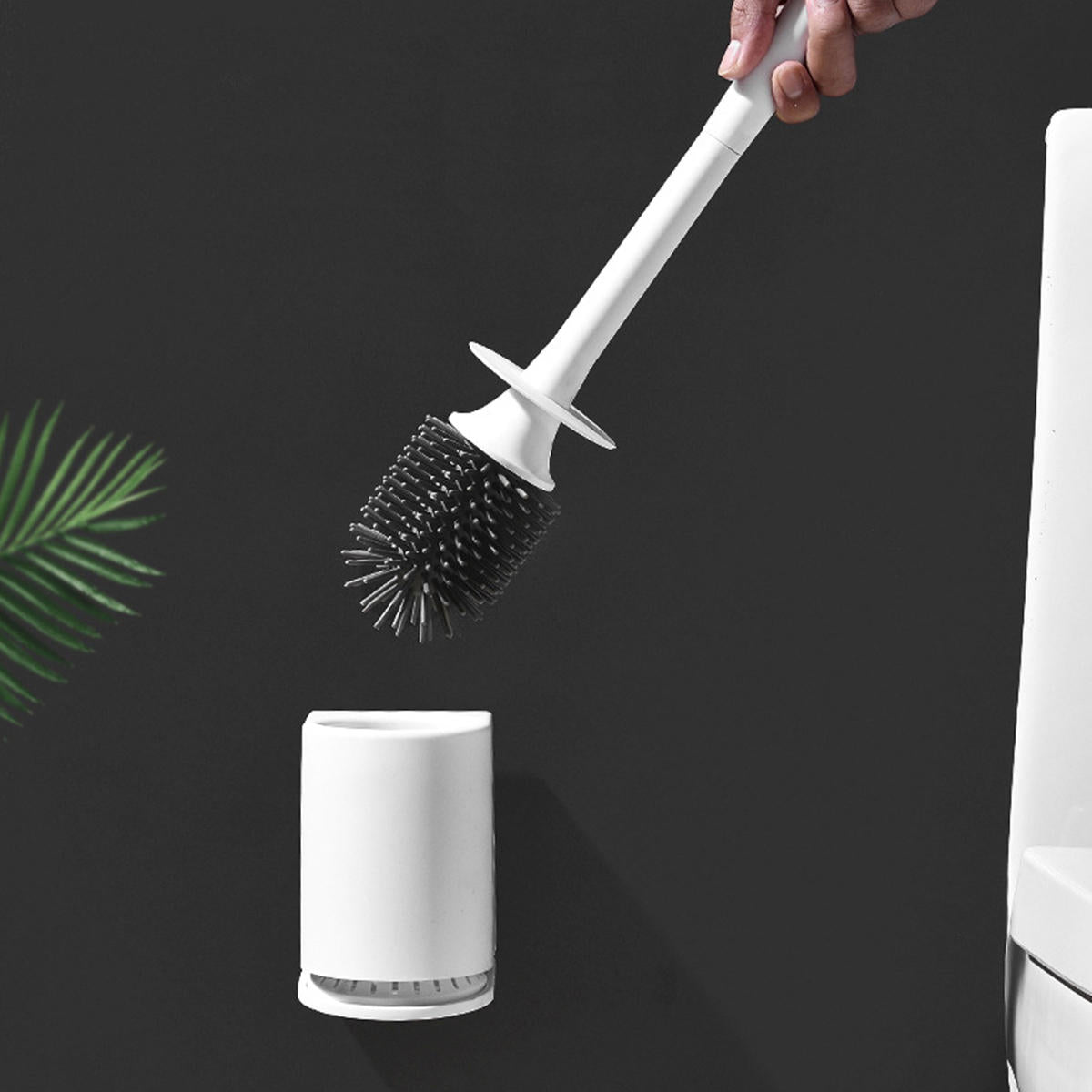 toiletborstel en houderset siliconen en antibacteriële borstelharen badkamerreinigingsborstelgereedschap