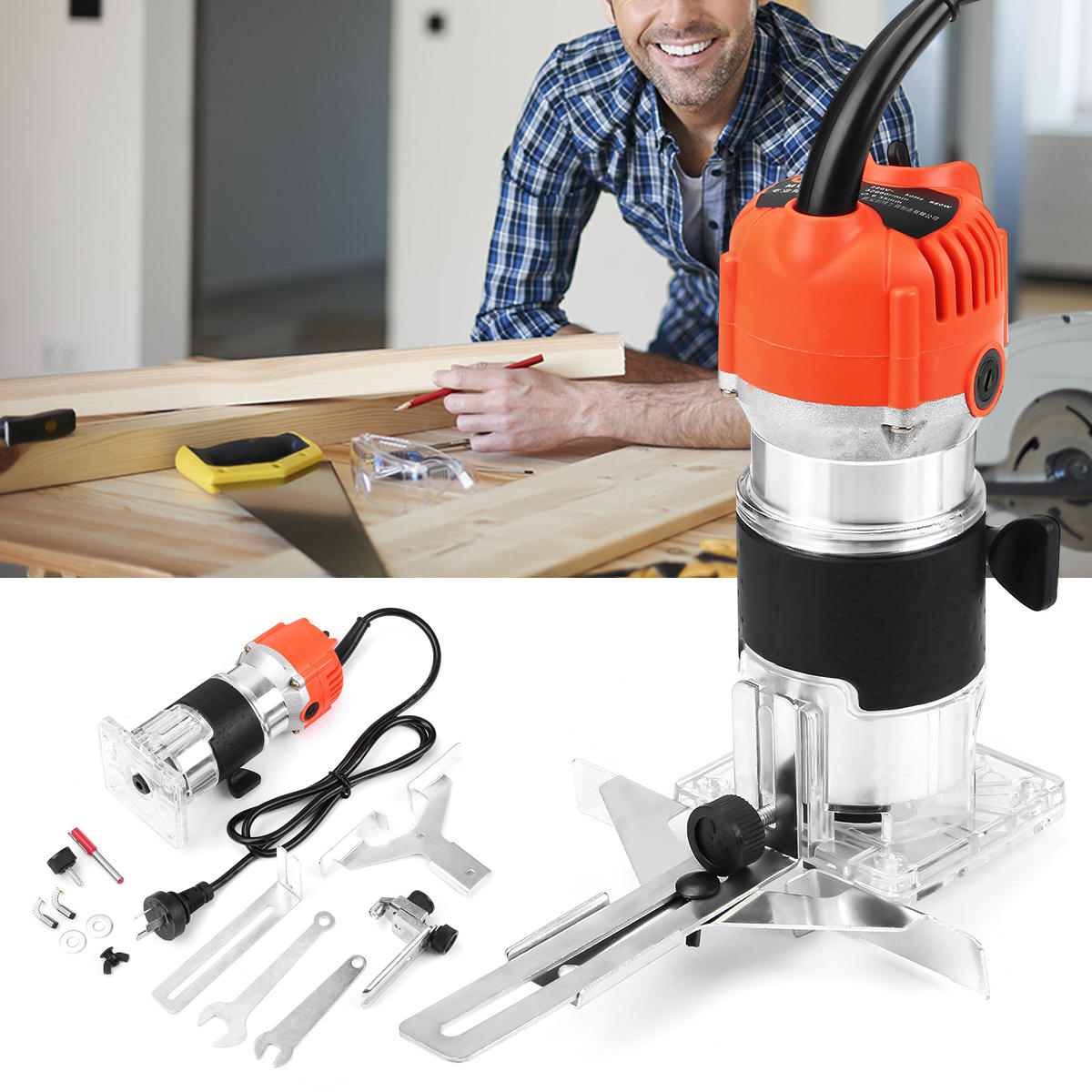 raitool 220v 680w 30000rpm houtdraad elektrische hand trimmer dhz tool router 6.35mm