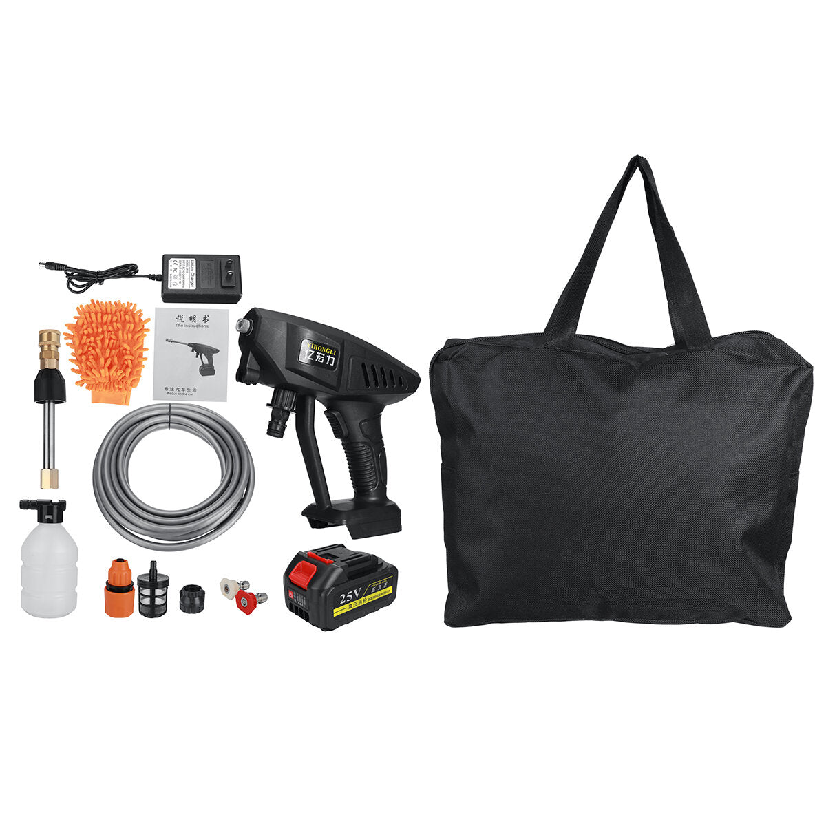 draadloze hogedrukreiniger auto washine pistolen spray washer water cleaner w/12v/25v battery
