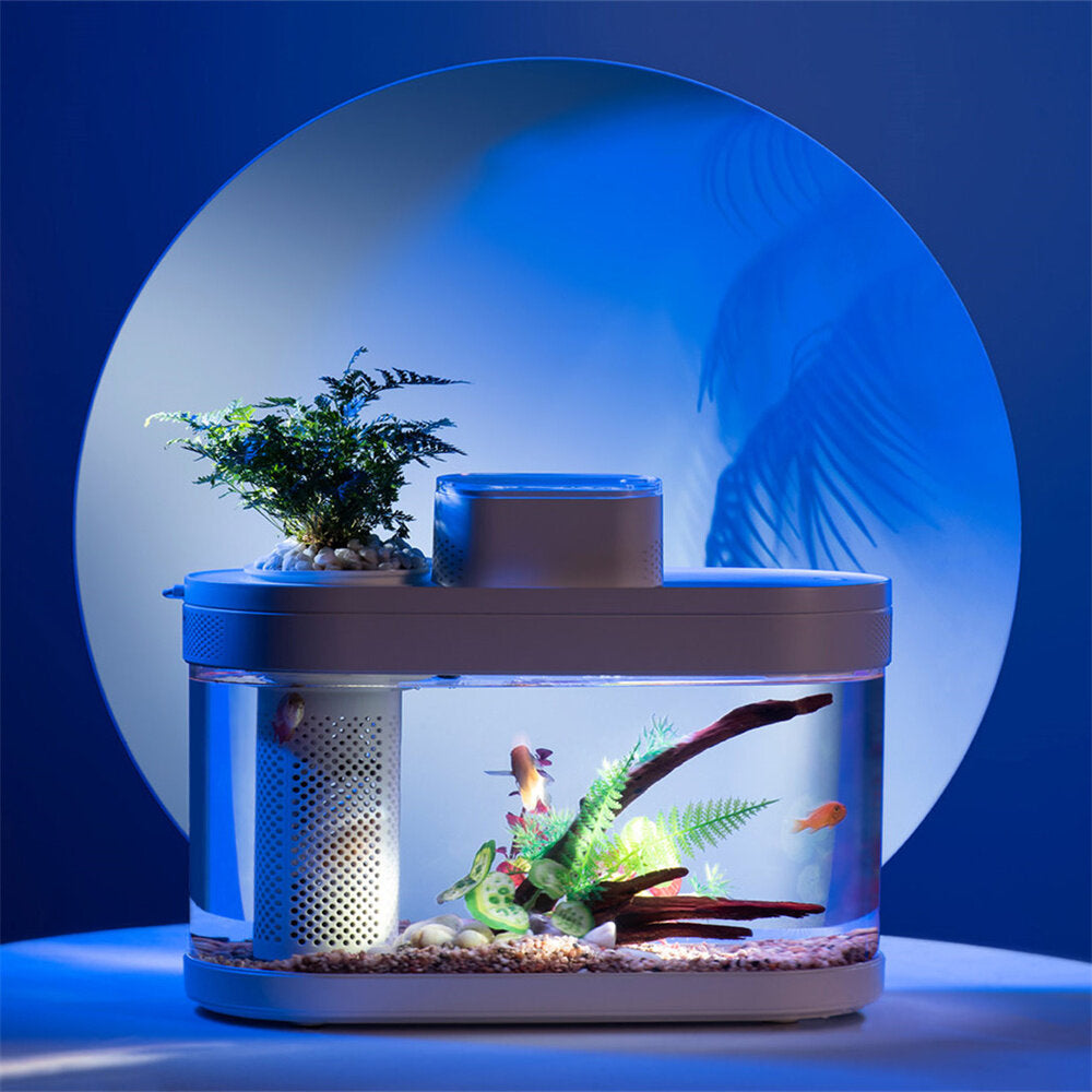 beschrijvende geometrie desgeo c180 9l aquarium pro smart feeder 7 kleuren led-licht zelfreinigend hoogrenderende filtratie mini-aquarium met mijia app-bediening dierbenodigdheden