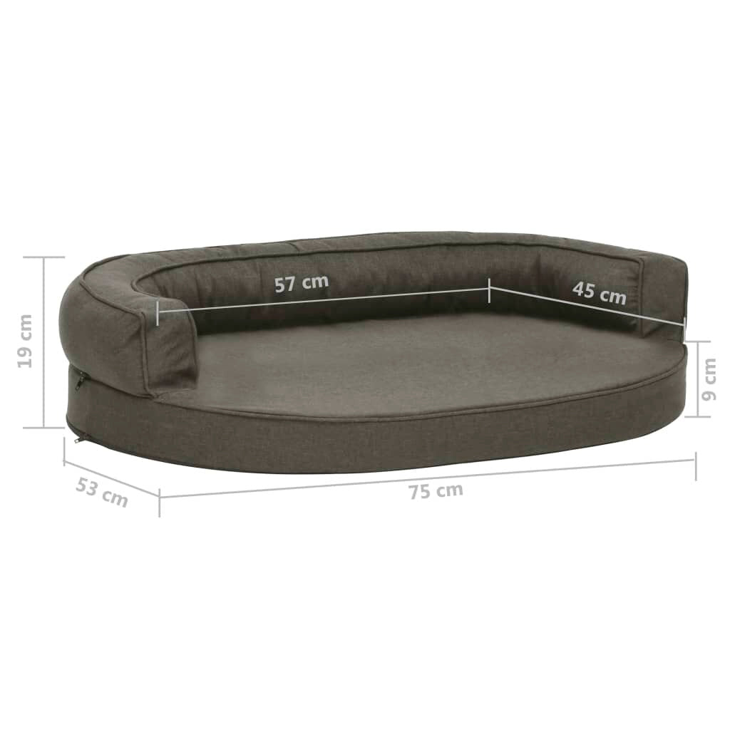 hondenmand ergonomisch linnen look 75x53 cm donkergrijs