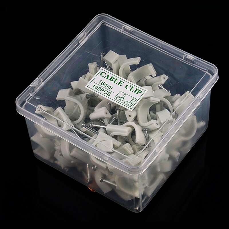 hord 50/100 stuks 3.5-25 mm netwerkkabelnagels stalen nagels netwerkkabelgoot lijnclips subklemmen met plastic doos