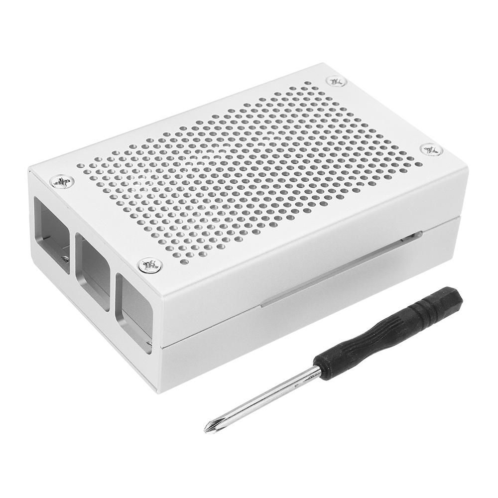 zilver / zwart aluminium behuizing metalen behuizing met schroevendraaier voor raspberry pi 3 model b+ (plus)
