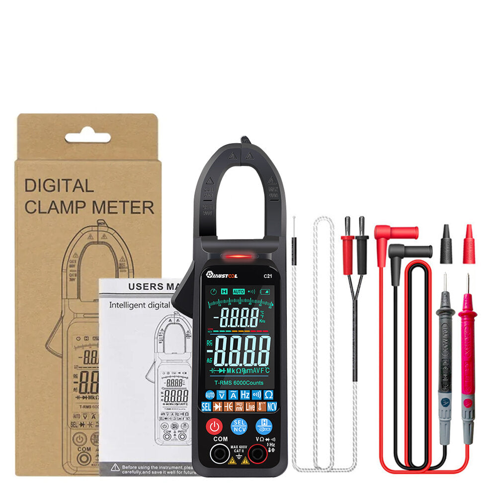 c21 ac/dc-stroom spanning digitale stroomtang groot kleurenscherm ncv 6000 telt true rms automatische meting slimme digitale multimeter
