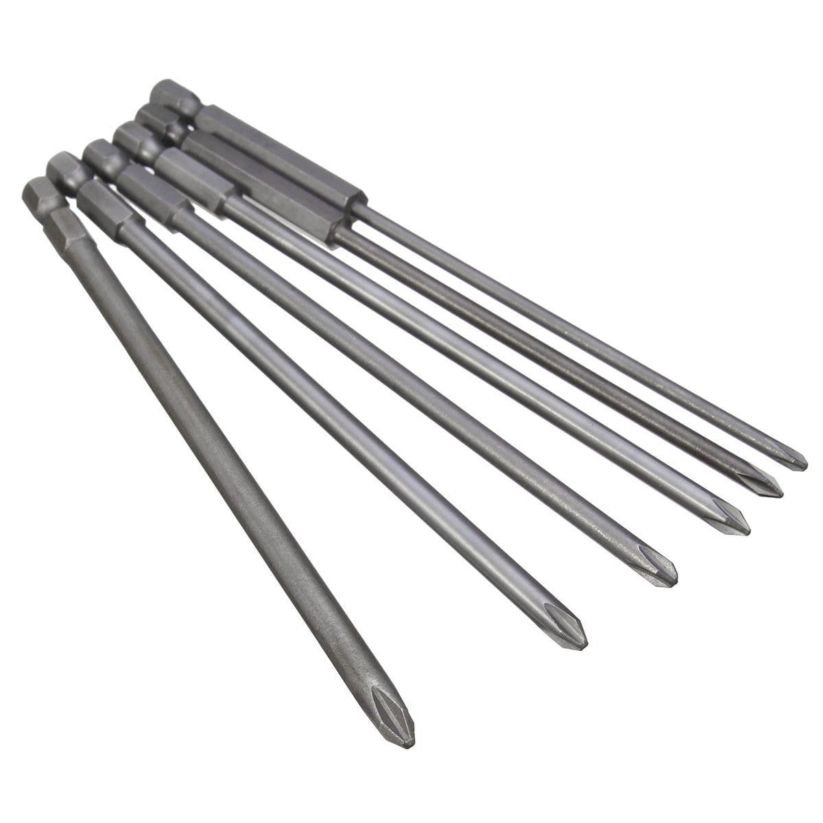 6 stuks 150 mm schroevendraaierbit 1/4 inch magnetische lange zeskantschroevendraaierbitset