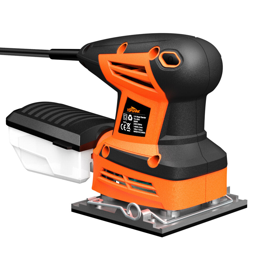 ts-sd6 260 w elektrische palmschuurmachine handschuurmachine met 20 stuks schuurpapier handheld sander stofopvangbox eu/us plug