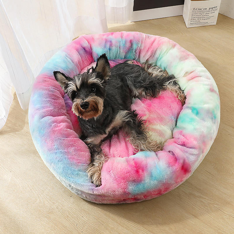 pluche rond soft huisdier bed flush kennel nest katten honden warme comfortabele slaapmatten