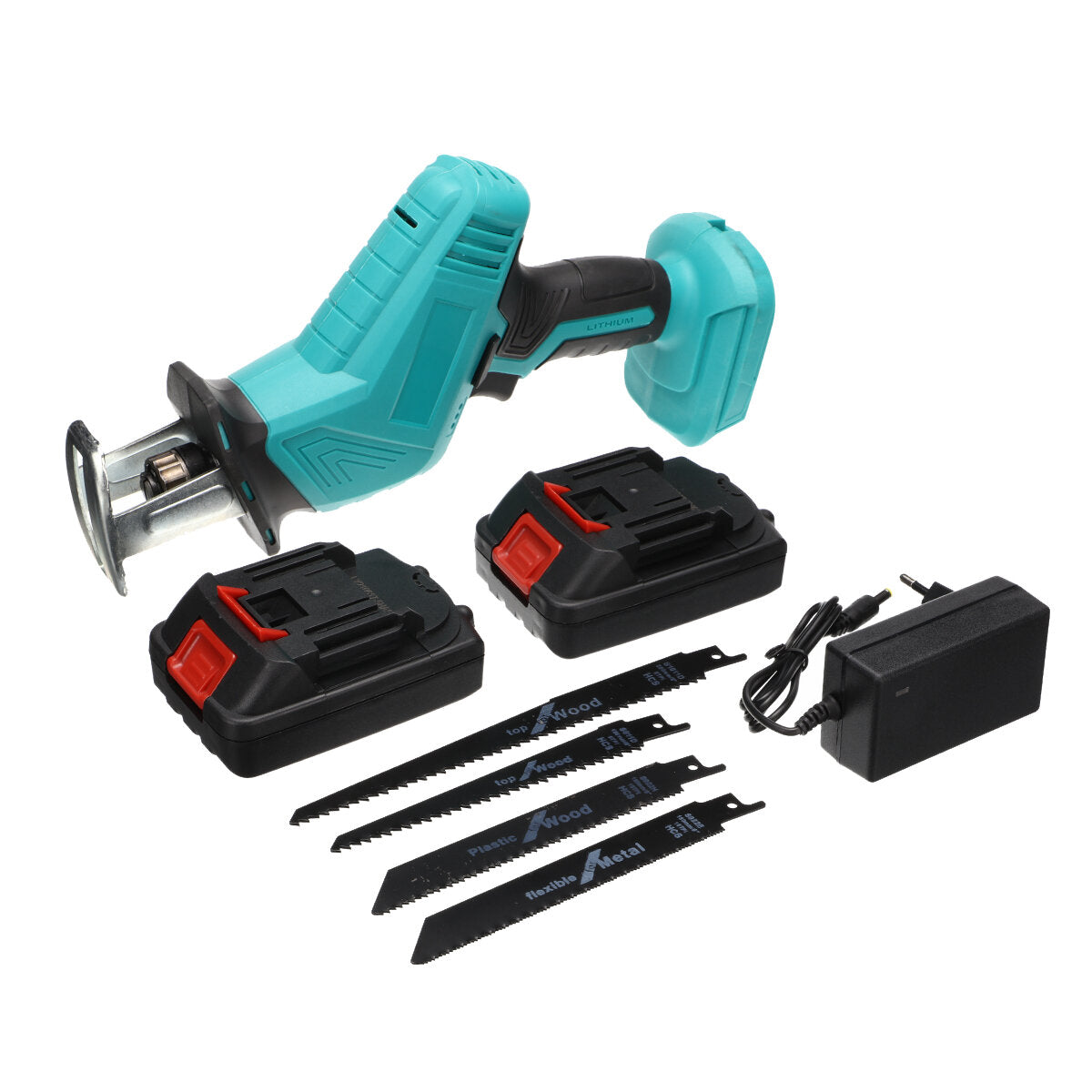 draadloze reciprozaag w/geen/1/2 batterij voor makita & 4 stuks zaagbladen houtbewerking hout cutter elektrische zaag fit makita