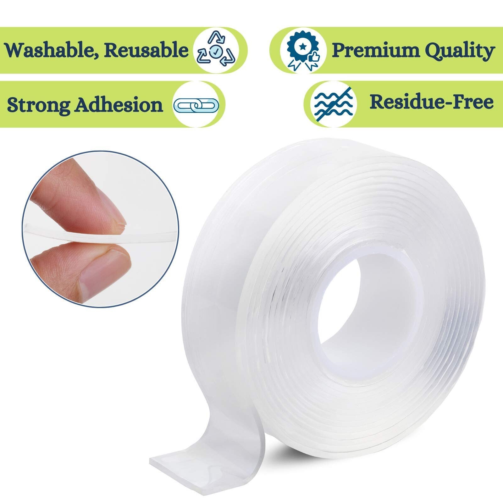 1 m / 2 m / 5 m 1 * 30mm nano tape dubbelzijdige tape transparant geen trail herbruikbare waterdichte tape kan schoon huishoudelijke gekkotape