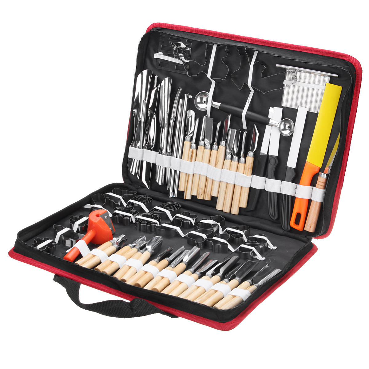 80 stuks draagbare snijgereedschap groentevoedsel fruit houten doos carving cutter set: