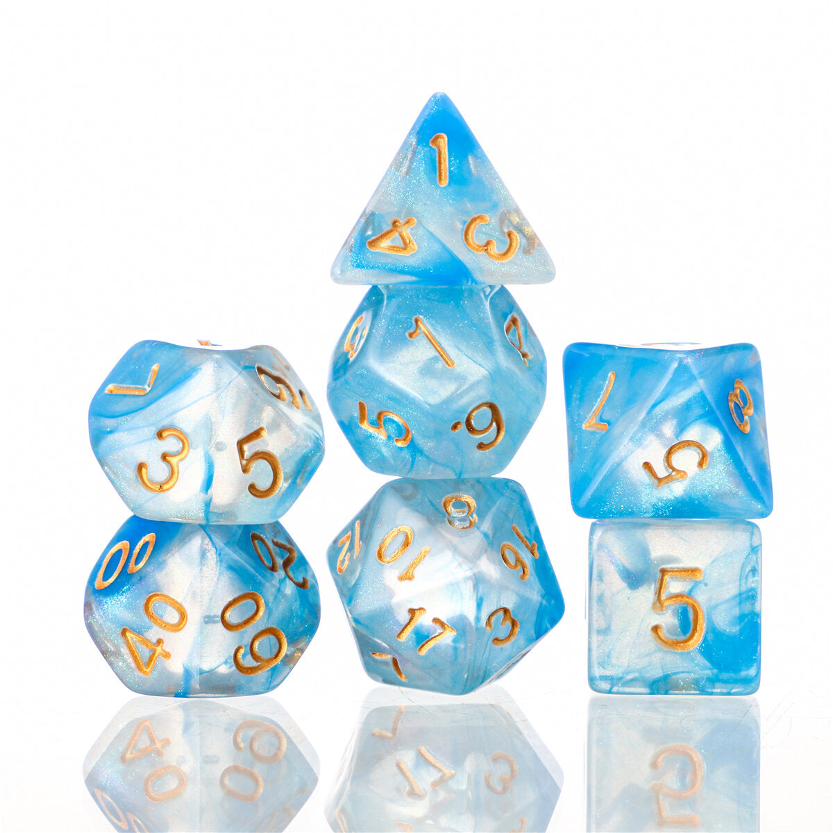 polyhedral dobbelstenen voor dungeons dragons games d20 d12 d10 d8 d6 d4 + pouch