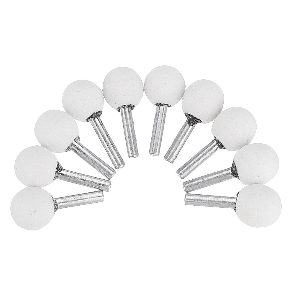 10 stuks 3x12/6x22/6x25mm schurende gemonteerde slijpsteen sferische kop wiel schuurmiddelen voor rotary tool