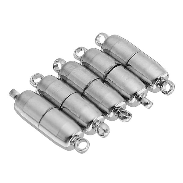 5 stuks 19x6mm ronde cilindrische metalen magnetische gesp dhz ketting gesp ketting connectoren: