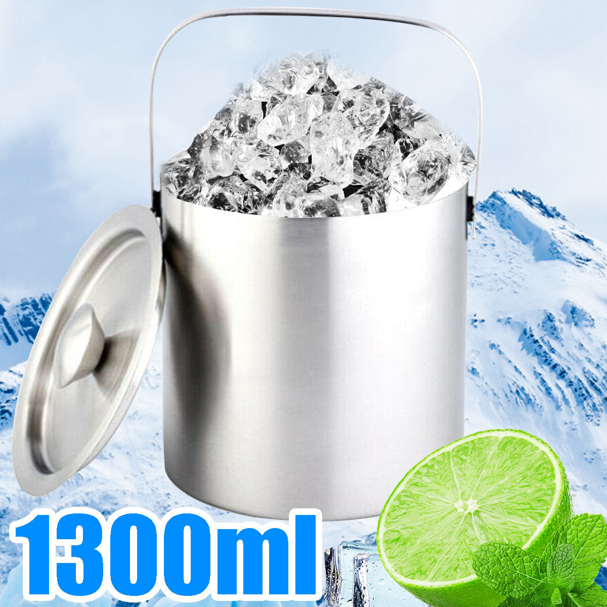 1.3l ijsemmer dubbel geïsoleerde handgreep dubbelwandige geïsoleerde emmertang