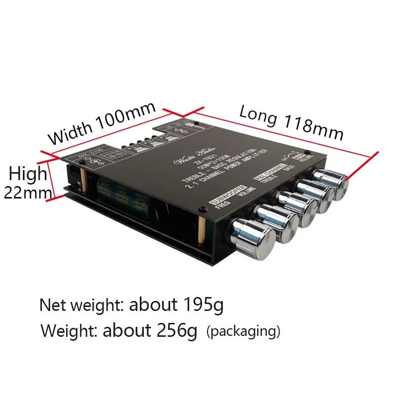 zk-tb21 tpa3116d2 bluetooth 5.0 subwoofer amplifier board 50wx2+100w 2.1 channel power audio stereo amplifier board bass amp