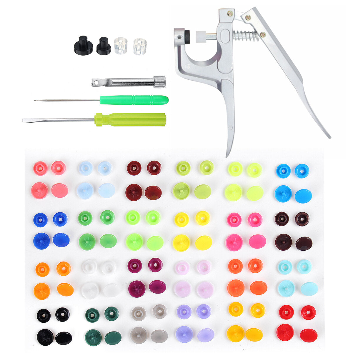 150 stuks / 360 stuks hars plastic knoppen (15/24 kleuren) + 1 set druk tang