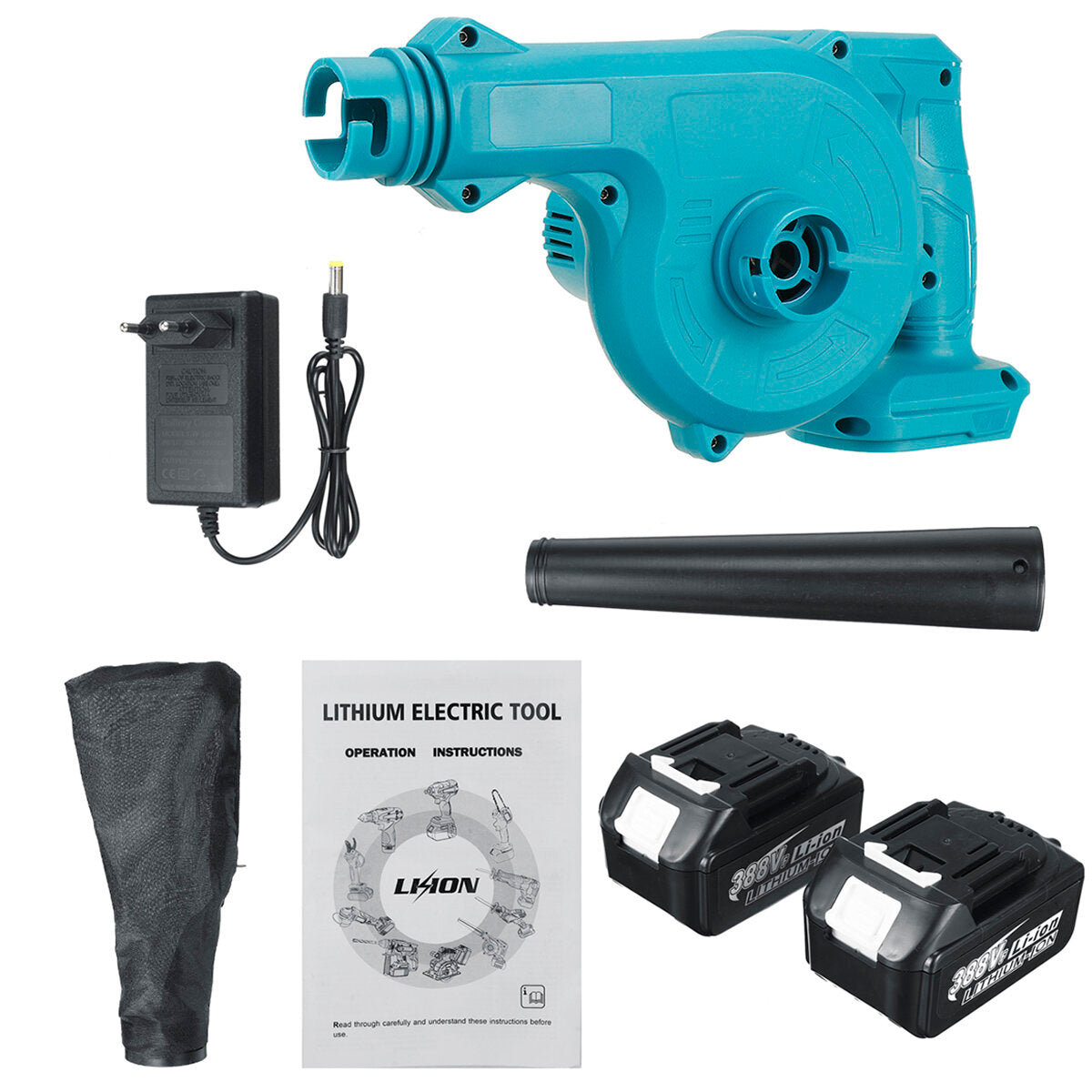 2200w 2-in-1 2.4ah thuis auto elektrische luchtblazer vacuüm dust sustion collector bladblazer w/geen/1/2 24000mah batterij voor makiita
